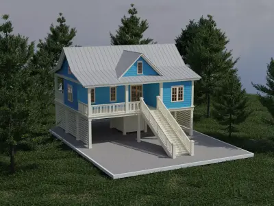 Semi Modern House 1 Low-poly 3D model