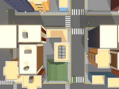 3D low poly Cartoon Town Low-poly 3D model