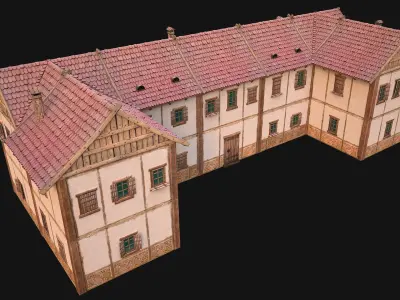 Medieval House Residence 2 Storey Low-poly 3D model