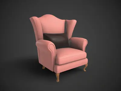 Wingback Chairs 002 Low-poly 3D model