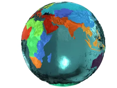 Earth Water 3D Globe Regions  Low-poly 3D model