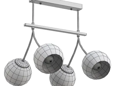 arezzo-52553-0 three sphere pendant light in chrome 3D model