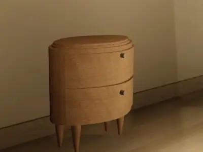 wooden small table with draws Low-poly 3D model
