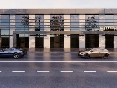 Factory Exterior scene Low-poly 3D model