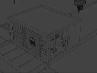 Burger King Low Poly Restaurent with interior Low-poly 3D model