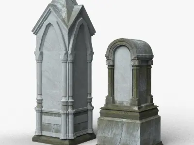 Tombstones - 5 Low-poly 3D model