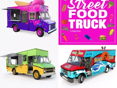 Street food step van 3D Model Pack