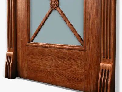 Door0034 wooden door with glass panels 3D model