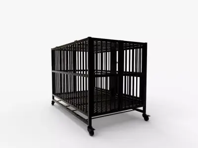 Wonline Heavy Duty Folding Metal Dog Cage Rolling Double Door 3D model