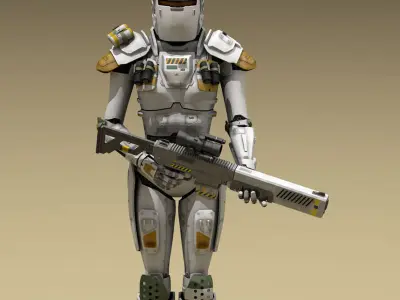 Sci-fi female armoured soldier 3D model