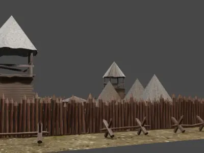 Wooden castle 3D model