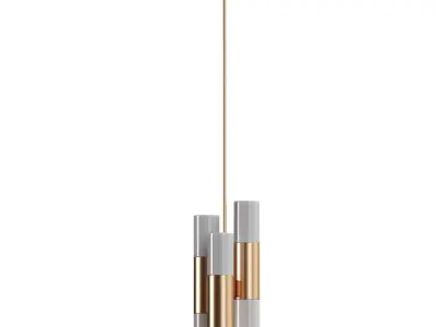  Otto 6 Light Metal Dimmable Cylinder Chandelier 3D model