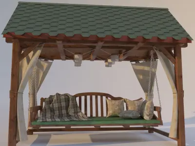 Garden swing oak 3D model