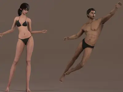 Male Female Base Rig Low-poly 3D model