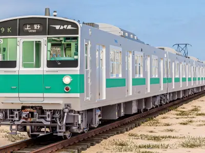 Rigged Japanese Train Joban Line JNR JR 203 3D model