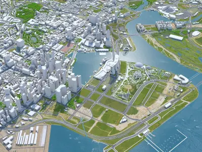 Singapore Downtown Low-poly 3D model