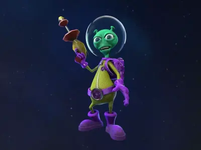 Cartoon Alien Low-poly 3D model