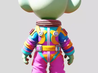 Alien Mascot Short Technical Model Description No Animation Low-poly 3D model