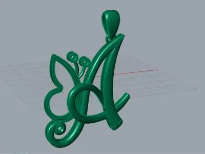letter A STL 3D pendant jp0049 3D print model