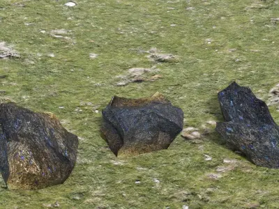 game ready stones three rocks Low-poly 3D model