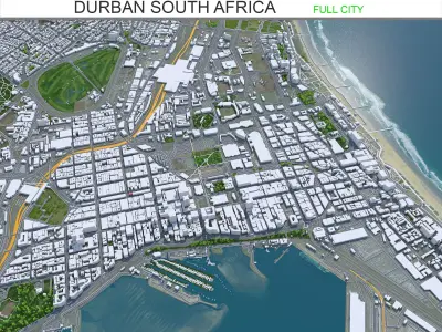 Durban South Africa 30km Low-poly 3D model