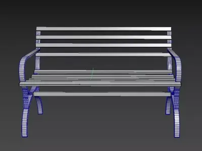 Red painted metal bench 3d model Low-poly 3D model