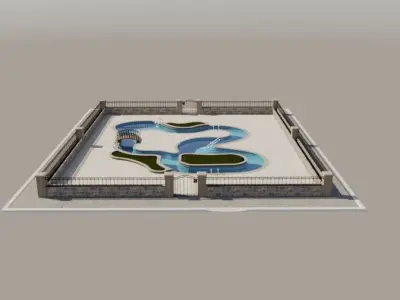 Lazy River Public Pool 3D model
