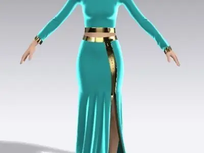 GOLD METALIC STRAP BELT  AND MINT GREEN  Low-poly 3D model