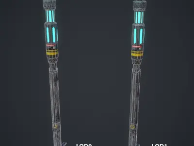 Sci-Fi Lightning Pole Device Low-poly 3D model