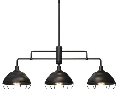Levi Industrial Farmhouse Iron Linear LED Pendant by Jonathan Y Low-poly 3D model