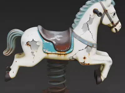 Weathered Horse Spring Rider 3D Model Low-poly 3D model