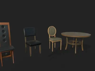 Low poly Table and chair Low-poly 3D model