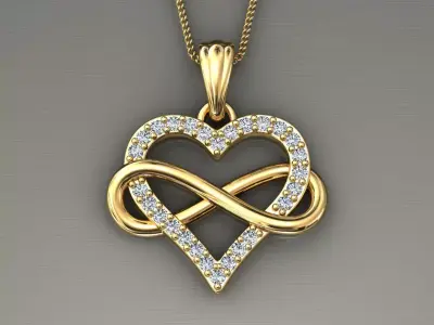 heart pendant infinity diamond 3D print model