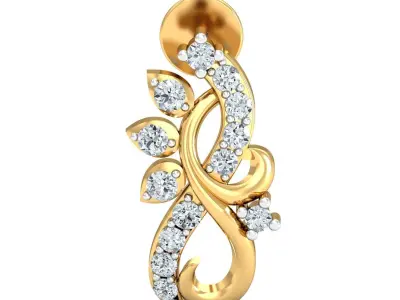 Yellow gold diamond  earring-P2 E-24 3D print model
