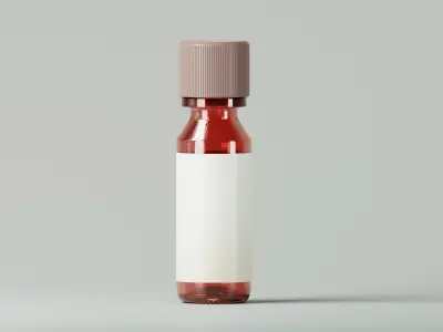Brown Liquid Glass Medicine Bottle 3D Model Low-poly 3D model
