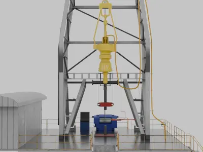 oil and gas land rig Low-poly 3D model