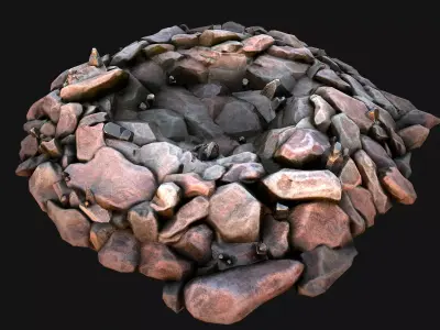 Tin Ore Deposits Minerals in Rocks Low-poly 3D model