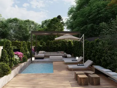 3D Exterior Scene 3D model design garden and landscape 3D 3D model order