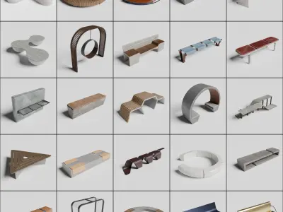 Ultimate Bench Collection Low-poly 3D model