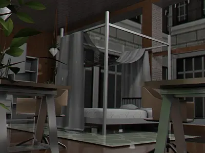 City and Home Loft Low-poly 3D model