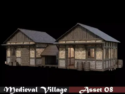 Medieval Village Asset 08 - 4K Textures Game Ready Low-poly 3D model
