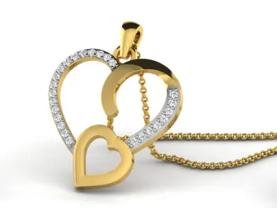 Pendants Collection diamond heart pendant gold 3D print model