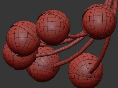 Benedict modern brass chandelier with glass balls 3D model