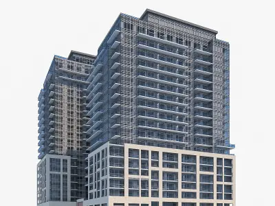 Residential Tower Complex 03 Low-poly 3D model