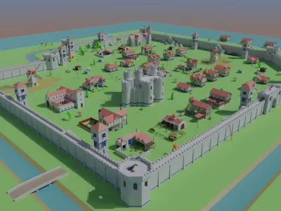 Medieval City Low-poly 3D model