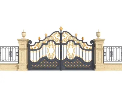 Entrance Forged Gates in classic style 3D model