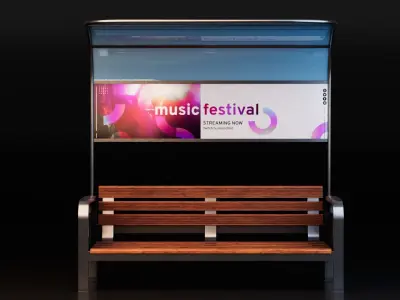 Bus Station Bench Free low-poly 3D model