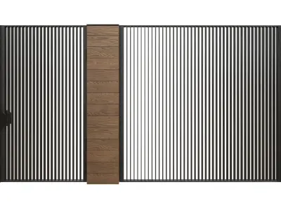 Entrance doors with a fence gate 3D model