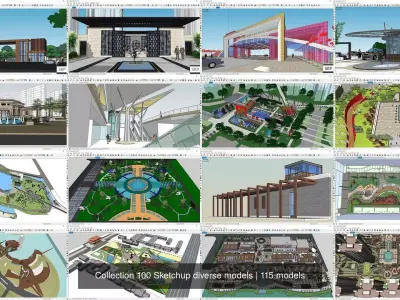 Collection 100 Sketchup diverse models 3D Model Pack