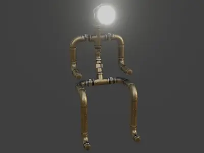 Rigged Light Man  Low-poly 3D model